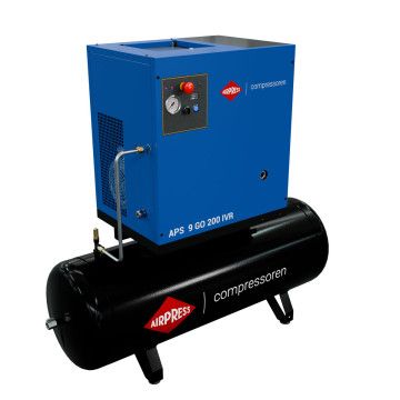 Schraubenkompressor 10 PS/7.5 kW 10 bar 200L 848 l/min (APS 9 GO 200 IVR Combi) Schraubenkompressor 10 PS/7.5 kW 10 bar 200L 848 l/min (APS 9 GO 200 IVR Combi)
