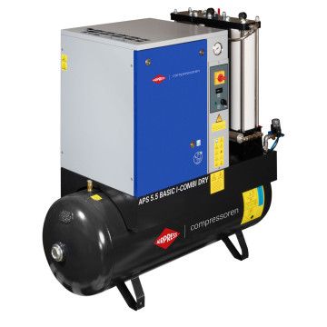 Schraubenkompressor 10 bar 200L 5.5 PS/4 KW 516 l/min (APS 5.5 Basic Combi Dry G2) Schraubenkompressor 10 bar 200L 5.5 PS/4 KW 516 l/min (APS 5.5 Basic Combi Dry G2)