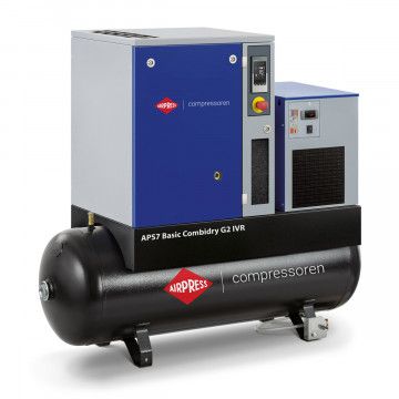 Schraubenkompressor 10 bar 200L 7.5 PS/5.5 kW 336-756 l/min (APS 7 IVR Basic Combi Dry G2) Schraubenkompressor 10 bar 200L 7.5 PS/5.5 kW 336-756 l/min (APS 7 IVR Basic Combi Dry G2)