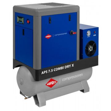 Schraubenkompressor 10 bar 200L 7.5 PS/5.5 kW 690 l/min (APS 7.5 Combi Dry X G2) Schraubenkompressor 10 bar 200L 7.5 PS/5.5 kW 690 l/min (APS 7.5 Combi Dry X G2)