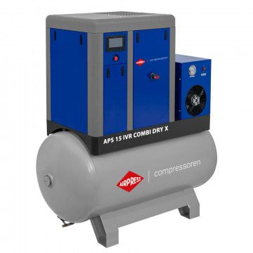 Schraubenkompressor 10 bar 500L 15 PS/11 kW 380-1500 l/min (APS 15 IVR Combi Dry X)