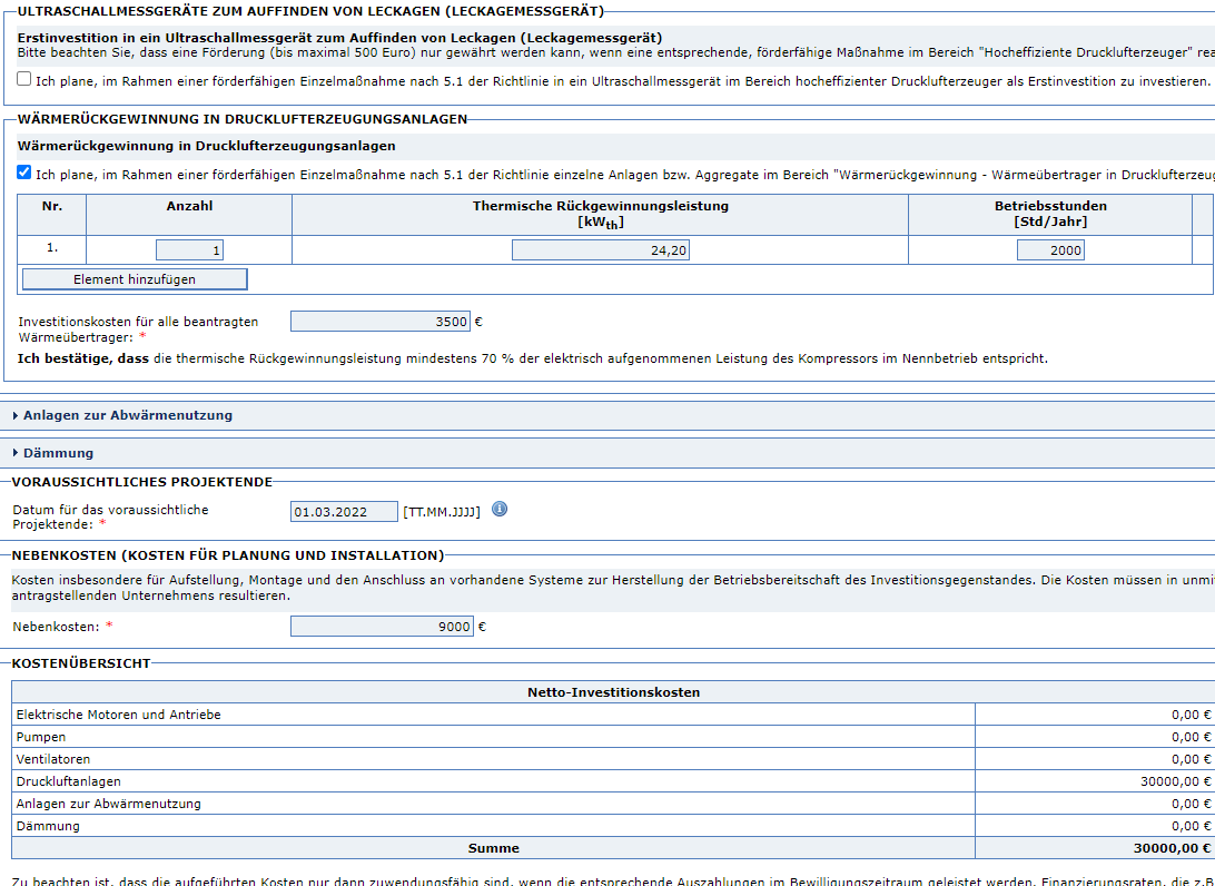 Angaben Querschnittstechnologien