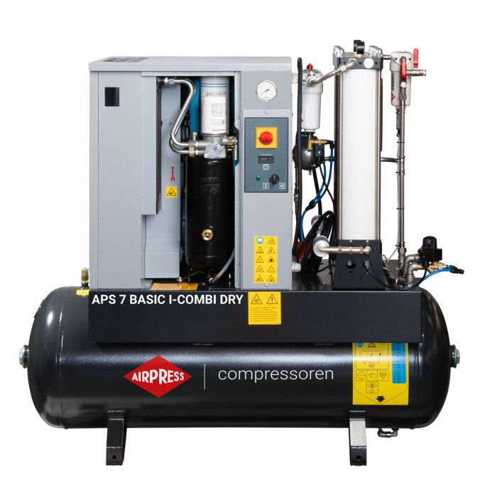 Schraubenkompressor APS 7 Basic i-Combi Dry 10 bar 7,5 PS/5,5 kW 780 l/min 200 l mit Adsorptionstrockner-Filterset OFAG4